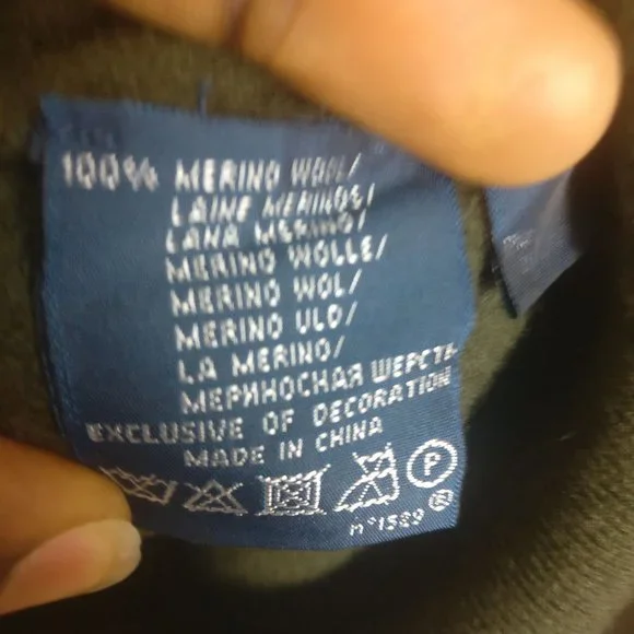 Army Green Wool Sweater, 100% Merino Wool, Polo RL Pony Logo Sweater - Picture 6 of 7